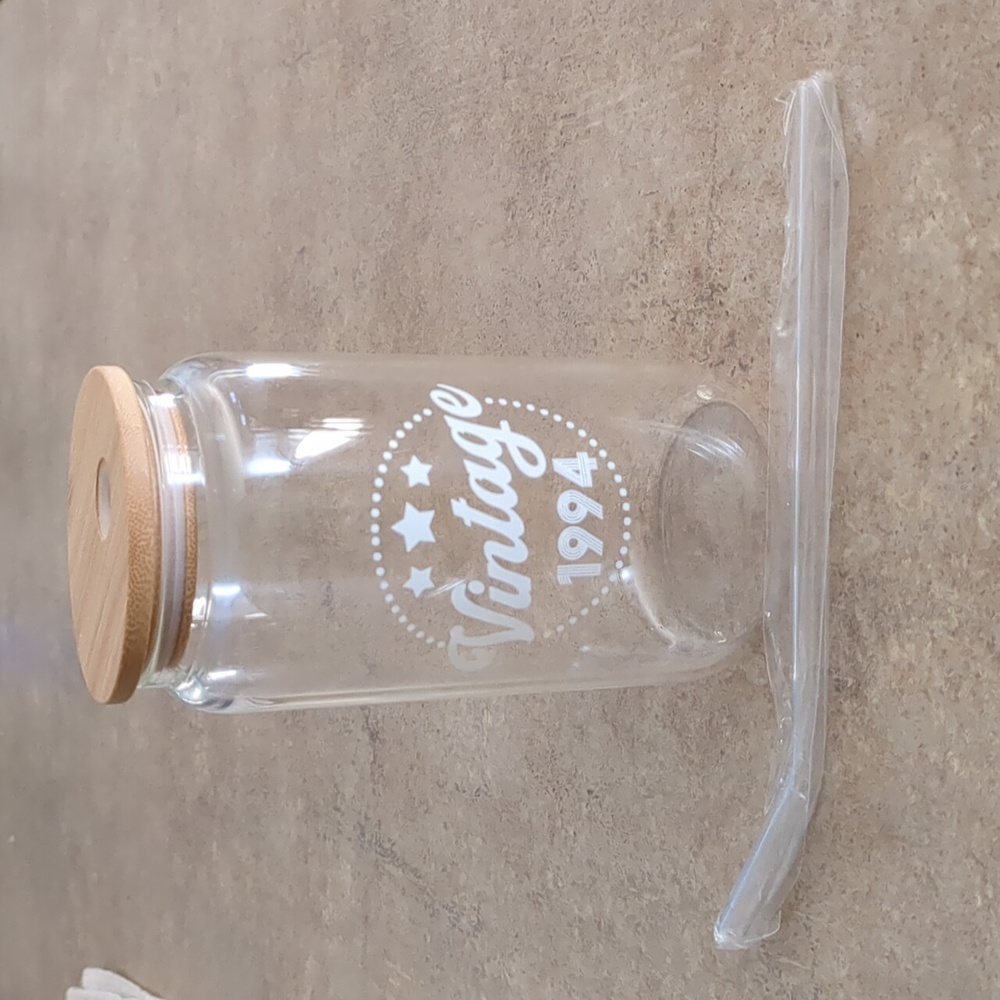 NEW Glass Jar with Bamboo Lid - Vintage 1994